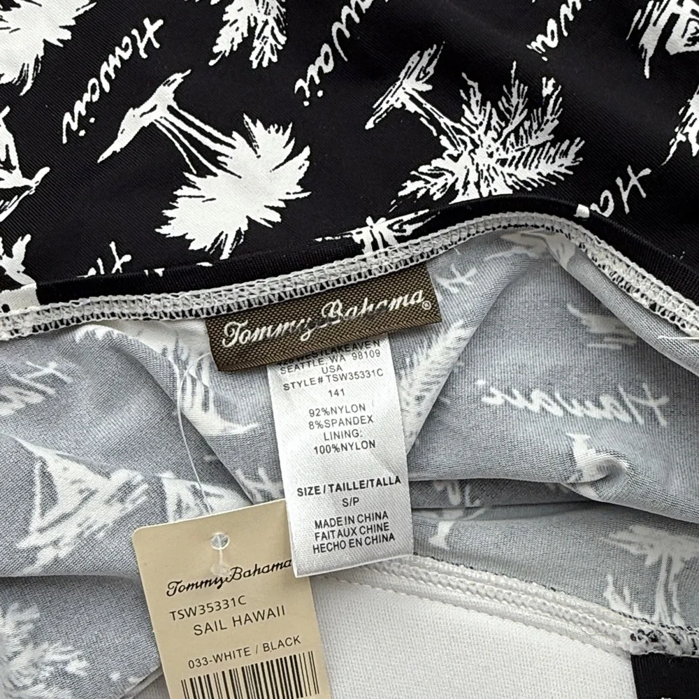 NWT Tommy Bahama Hawaii Palm Tree Print Black White Spa Swim Dress Size Small - Picture 6 of 7